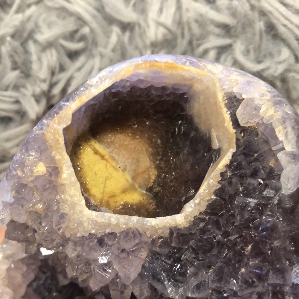 Amethyst Heart Crystal With Many Calcite Inclusions - Picture 6 of 17